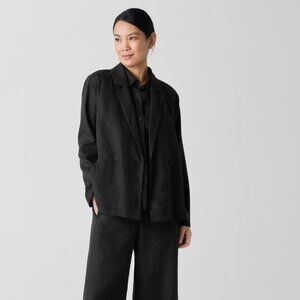 Eileen Fisher Organic Linen Double-Breasted Blazer  XS